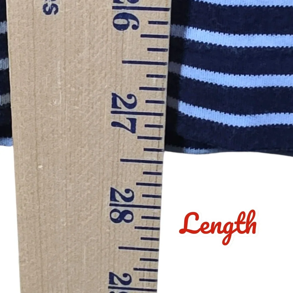 Polo Ralph Lauren Mens Large Classic Fit Navy White Striped Short Sleeve Shirt